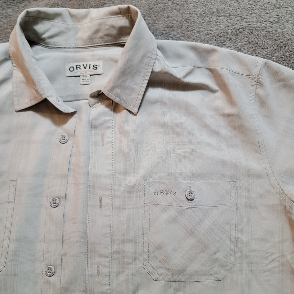 Orvis Men's Plaid Short‎ Sleeve Button-Up Shirt Size Large